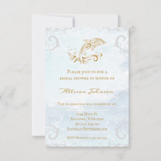 Gold Dolphin Vrijgezellenfeest Invite Kaart (Voorkant)