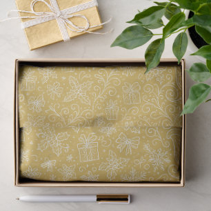 Gold Doodle Christmas Sleigh Pattern Tissuepapier