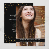 Gold Dot Glam Photo Graduparty Invitation Kaart (Voorkant / Achterkant)