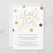 Gold Dots Faisons la fête Invitation d'anniversair (Devant)