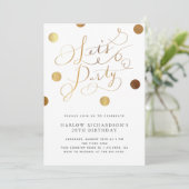 Gold Dots Faisons la fête Invitation d'anniversair (Debout devant)