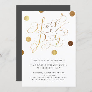 Gold Dots Faisons la fête Invitation d'anniversair