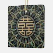 Gold Double Happiness Symbol Gold en Abalone Keramisch Ornament (Links)