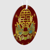 Gold Double Happiness Symbool met vogels Ornament (voorkant)