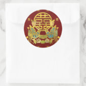 Gold Double Happiness Symbool met vogels Ronde Sticker (Tas)