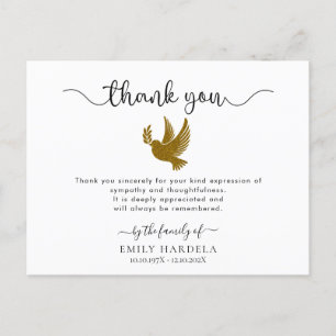 Gold Dove Elegant Funeral Hartelijk dank! Briefkaart