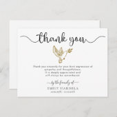 Gold Dove Funeral Simple Script Hartelijk dank Briefkaart (Voorkant / Achterkant)