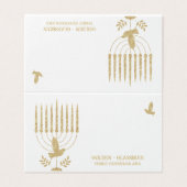 Gold Dove Menorah Hannukah Place Seating Card Visitekaartjes (Buitenkant ongevouwen)
