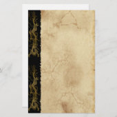 Gold Dragon Asian Parchment-effect Stationery Briefpapier (Voorkant / Achterkant)