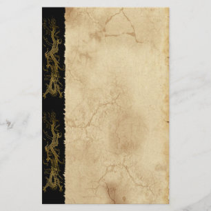 Gold Dragon asiatique effet parchemin papeterie