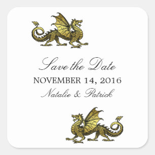 Gold Dragon bewaart de datum-Stickers Vierkante Sticker