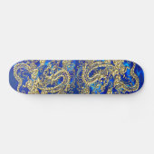 Gold Dragon Blue Satin Lush Skateboard (Horizontaal)