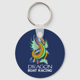 Gold Dragon Boat Racing Blauwe Sleutelhanger
