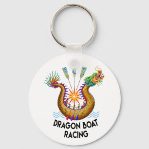 Gold Dragon Boat Racing Sleutelhanger