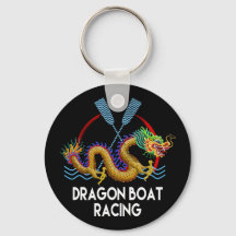 Gold Dragon Boat Racing Sleutelhanger