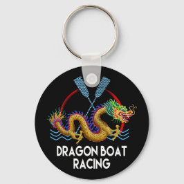 Gold Dragon Boat Racing Sleutelhanger