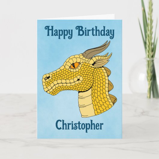 Gold Dragon Head in Profile Kaart (Voorkant)