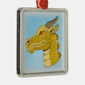 Gold Dragon Head in Profile Metalen Ornament (Rechts)