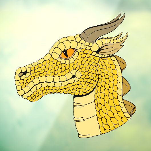 Gold Dragon Head in Profile Raamsticker (Vel 3)