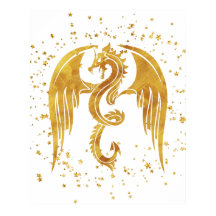 Gold Dragon in het Poster Stars op witte achtergro