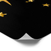 Gold Dragon In The Stars Poster sur fond noir (Coin)