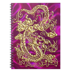Gold Dragon Magenta Satin Lush Gold Carnet
