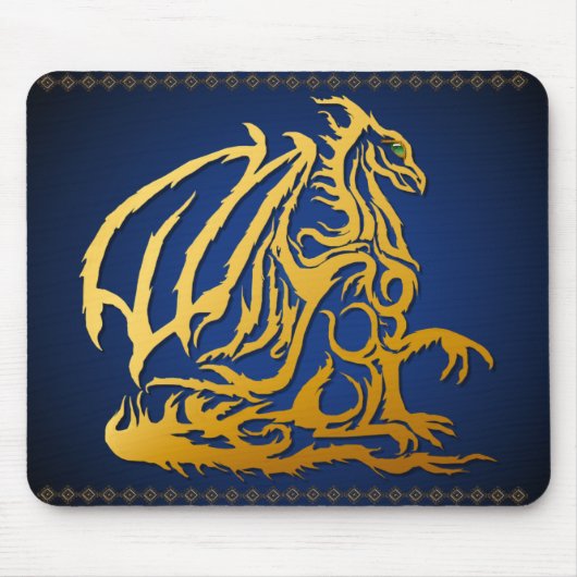 Gold Dragon Mousepad Muismat (Voorkant)