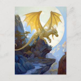 Gold Dragon op een Briefkaart met een cliff Fantas