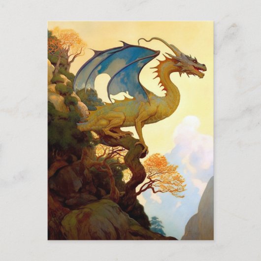 Gold Dragon op een Briefkaart met een cliff Fantas (Voorkant)