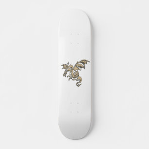 Gold Dragon op White Skateboard