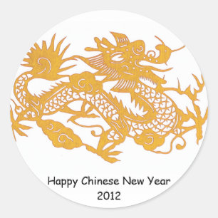 Gold Dragon-Sticker Ronde Sticker