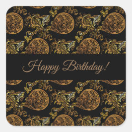 Gold Dragon Vierkante Sticker