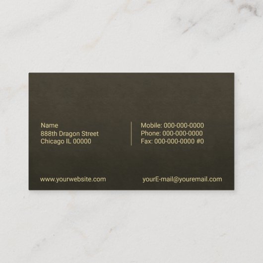 Gold Dragon Visitekaartje (Achterkant)