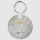 Gold Dragonfly Damask Sleutelhanger (Voorkant)