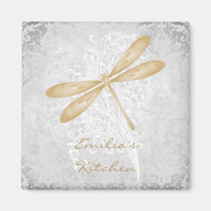 Gold Dragonfly Personalized Magnet