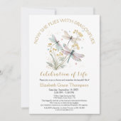 Gold Dragonfly Viering van het Leven Uitnodiging (Voorkant)