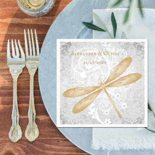 Gold Dragonfly Vrijgezellenfeest Napkin Servet