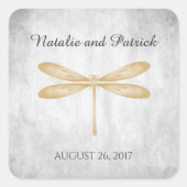 Gold Dragonfly Weddenschappen Vierkante Sticker (Voorkant)