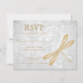Gold Dragonfly Wedding Carte RSVP (Devant)