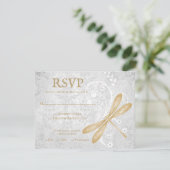 Gold Dragonfly Wedding Carte RSVP (Debout devant)
