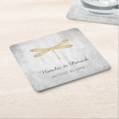 Gold Dragonfly Weduwpapieren Onderzetters (Schuin)