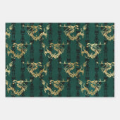 Gold Dragons op groen Inpakpapier Vel (Voorkant 3)