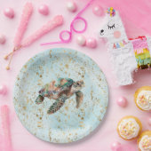 Gold Dream Zee Turtle Papieren Bordje (Feest)