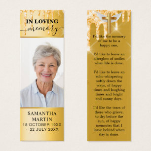 Gold Drids Elegant Memorial Funeral Bladwijzer Mini Visitekaartjes