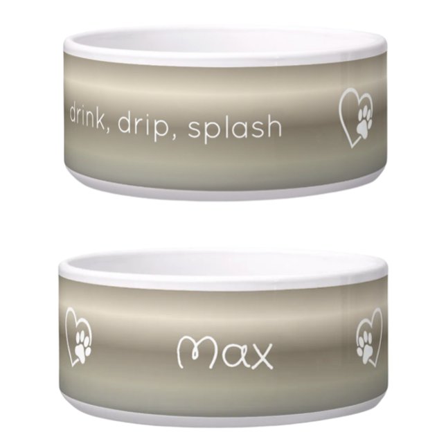 Gold 'drink drip splash' Dog Name Bowl Voerbakje (Creator heeft geüpload)