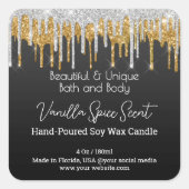 Gold Drip Glitter Fles Kaarsenpot Product Label (Voorkant)