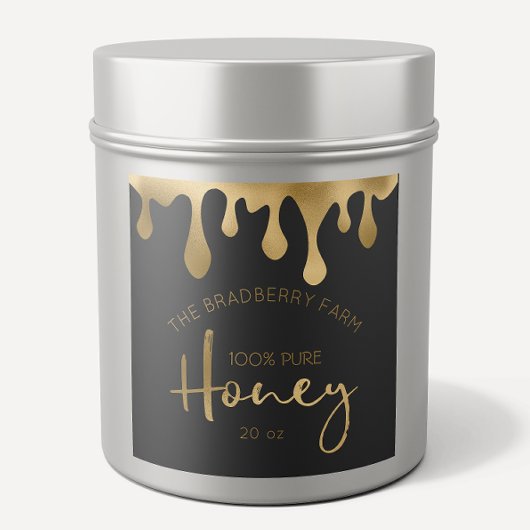 Gold Drips 100% pure Honey Jar Labels