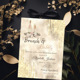 Gold Drips Brunch en bubbelbaar Vrijgezellenfeest Kaart