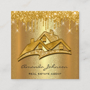 Gold Drives Custom Logo House Real Estate Agent Vierkante Visitekaartje