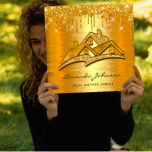 Gold Drives Logo House Real Estate Agent Luxury Vierkante Visitekaartje